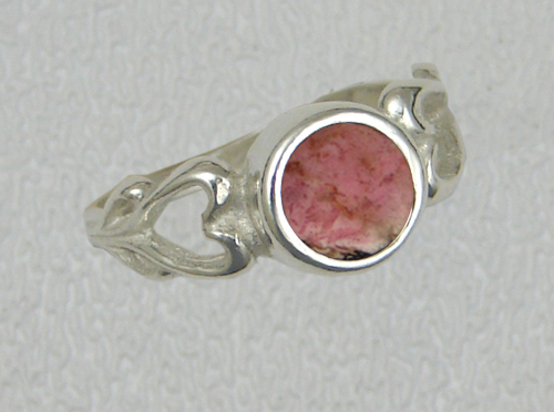 Sterling Silver When Two Hearts Are One Ring With Rhodonite Size 10